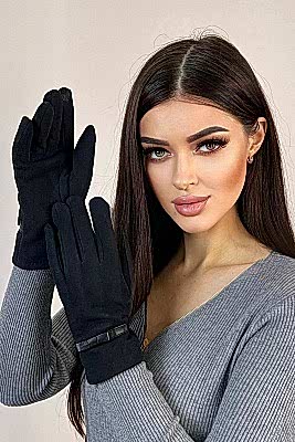 Фото товара Перчатки жен. текстиль M5, черный