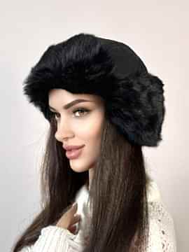 Фото товара Ушанка UWKTMKR001 кролик текстиль, черный