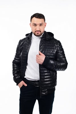 Фото товара Куртка кожзам 716К лето капюшон, черный