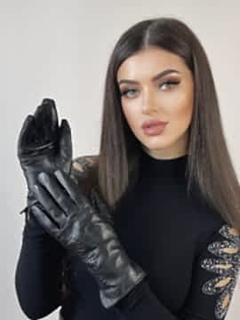 Фото товара Перчатки кожа жен. Р-12, черный