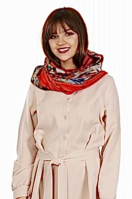 Фото товара Шарф (снуд) оля комби принт, бежево-красный