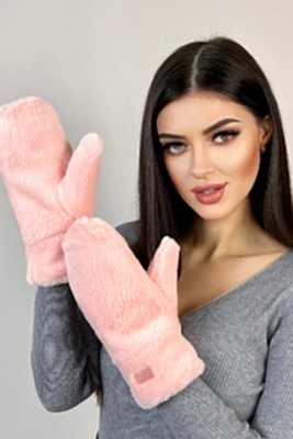 Фото товара Варежки жен. из иск. меха M001, розовый